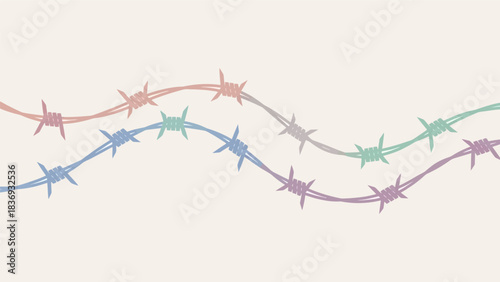 Wavy Barbed Wire with Pastel Colors.