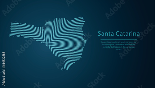 Santa Catarina, state of Brazil. Map contour with abstract circular line pattern