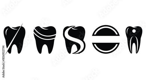 Dental care symbols with tooth icons