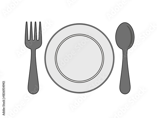 Dining Etiquette Illustrated Plate Setting with Fork and Spoon