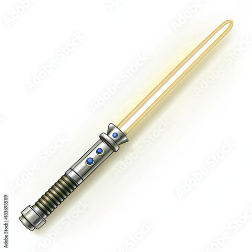 Clean Neon Lightsaber Icon with Modern Hilt on White
