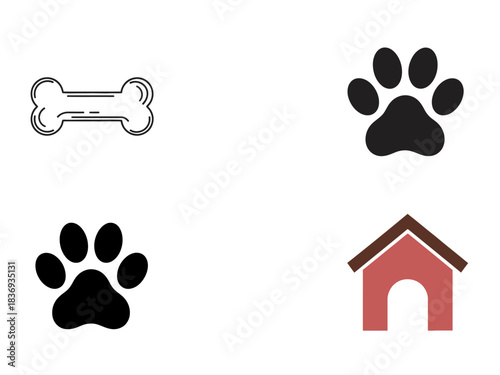 Creative Illustrations of Dog Bones and Paw Prints in a Minimalist Style