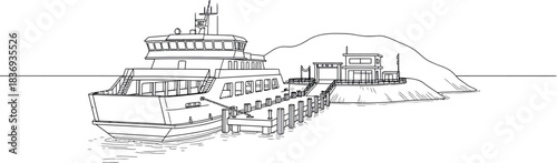 Ferry Boat Docked at Mountain Harbor