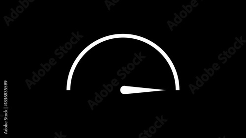 Animated speedometer meter moving animation graphic element on black background