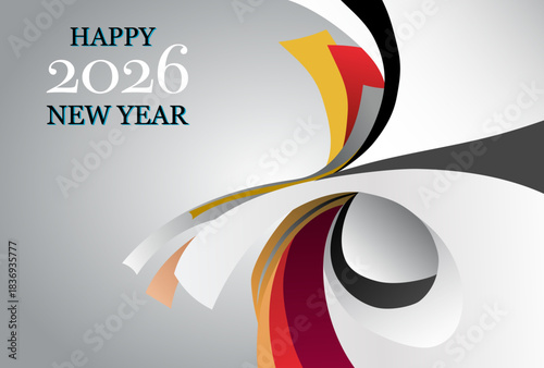 2026 New Year Design, Stylish Abstract Line Art Background