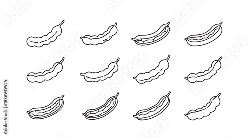 Hand drawn banana illustrations collection simple sketchy fruit elements food design elements collection vector