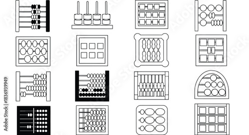 Vibrant abacus icons for education and business