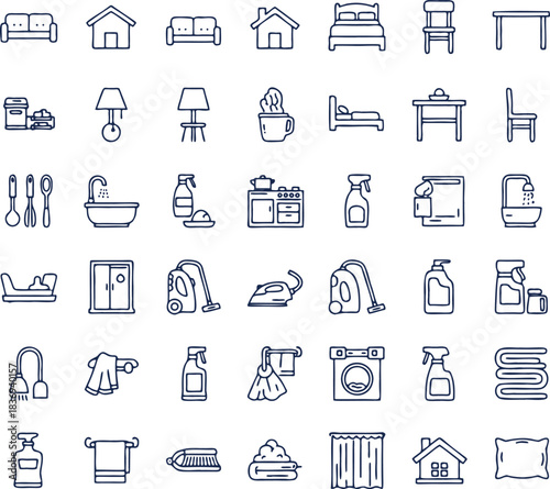 Vector Home Household Furniture Cleaning Icons