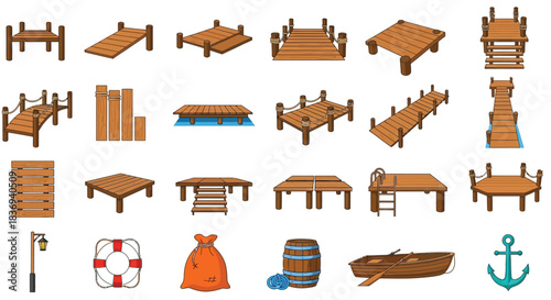 Dock and marina elements for nautical designs