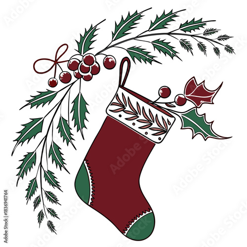 Christmas stocking silhouette deep black fill