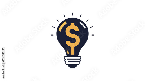 Vector light bulb icon symbolizing bright power, energy, and the concept of a creative innovation or electric idea