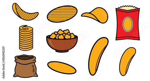 Variety of potato chips and snacks