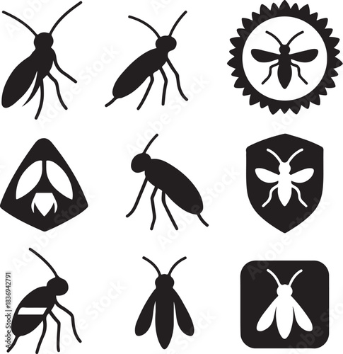 Gnat Silhouette Icon Set.eps
