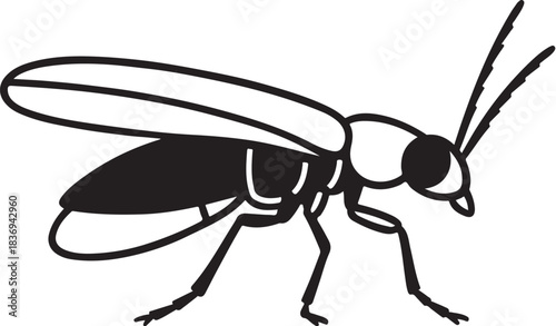 Firefly Side View Bold Line Vector Illustration.eps