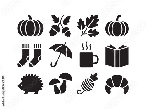 Spring Season icon pack for your website design, Set of autumn season glyph elements and icons vector illustration