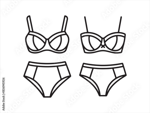 silhouette Bra and panty silhouette, Simple Line Drawing of A Bra and Panty Set Design