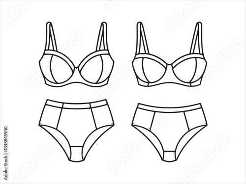 silhouette Bra and panty silhouette, Simple Line Drawing of A Bra and Panty Set Design
