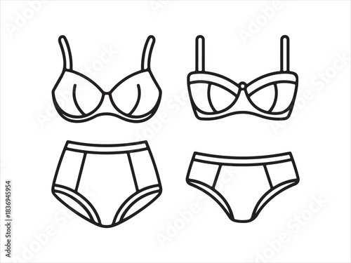 silhouette Bra and panty silhouette, Simple Line Drawing of A Bra and Panty Set Design