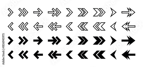 Directional Arrow Symbols for Navigation, Interface Design, and Graphic Layout Elements