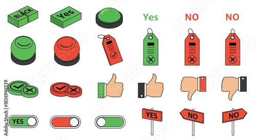 Approval and disapproval icons for business decisions