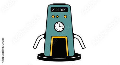 Futuristic time machine concept with clock and controls