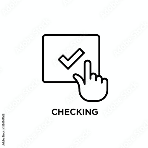 User interface validation and selection icon A digital hand confirms a checkmark in a square box, representing successful task completion or approval
