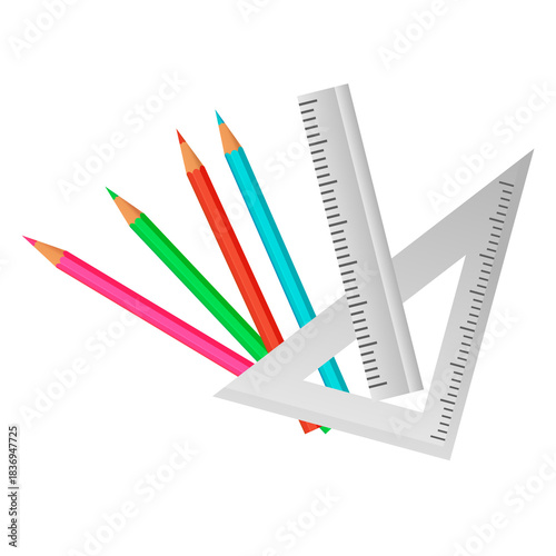 colored pencils on white background