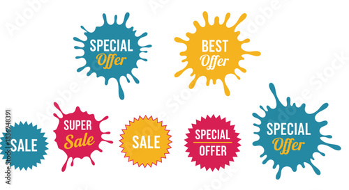 Vibrant sale and offer stickers for business promotions and discounts
