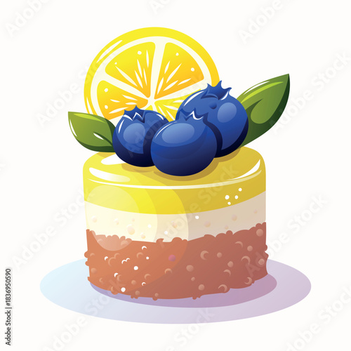 lemon glazed cheesecake with blueberries