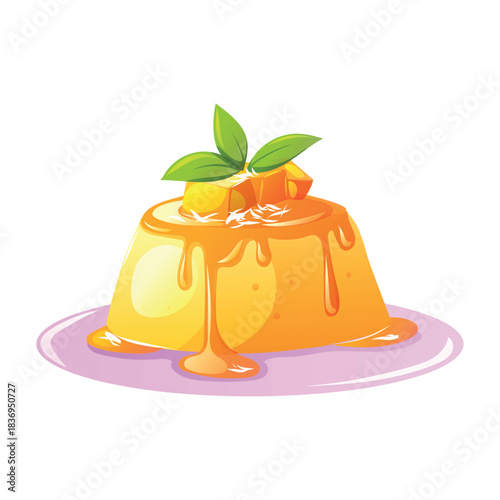 hand drawn mango pudding dessert