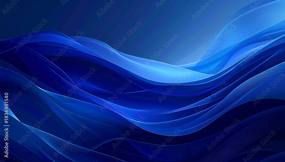 Fototapeta premium Abstract Blue Waves Flowing Smoothly With Subtle Light Effects image photo