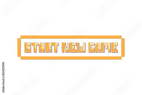 Pixel art 3D, retro Video computer start new game design 8 bit. letters Vector alphabet