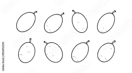 Hand drawn sketch collection of oval shaped fruits with stems isolated on white vector