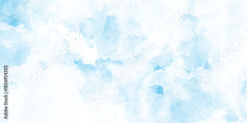 abstract soft brush painted white and blue watercolor, Abstract blue watercolor background, Hand painted abstract soft sky blue watercolor sky and clouds, Blue watercolor background vector,