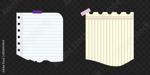 Torn Paper Notes Blank Sticky Memo Frame Template with vector illustration