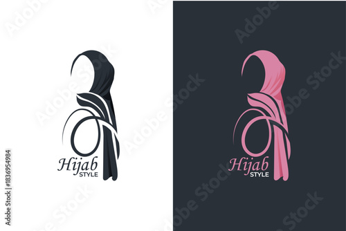 elegant hijab style logo vector silhouette for muslimah fashion