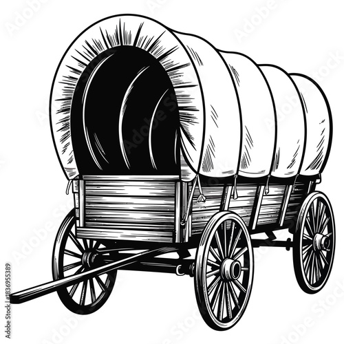 Vintage covered wagon illustration a classic symbol of westward expansion
