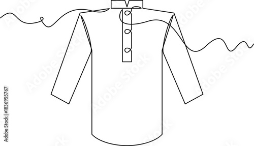 one line art Kurta vector illustration. line art, one continuous line, simple, hand drawn and sketch style. for icons, symbols, signs or logos. PNG