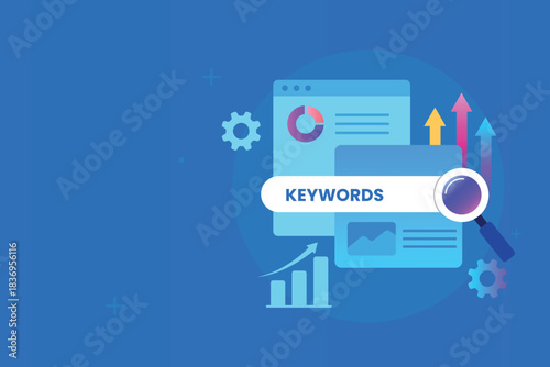 Search engine optimization analysis and keyword research concept.
