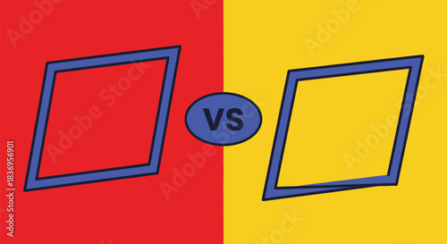 Comparison concept with red vs yellow contrast