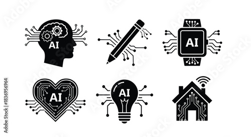 Artificial intelligence icons for modern tech projects and innovations