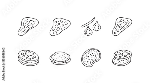 Hand drawn pizza slices and ingredients sketch collection food icons seamless pattern vector