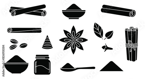 Herbal spice icons for culinary design