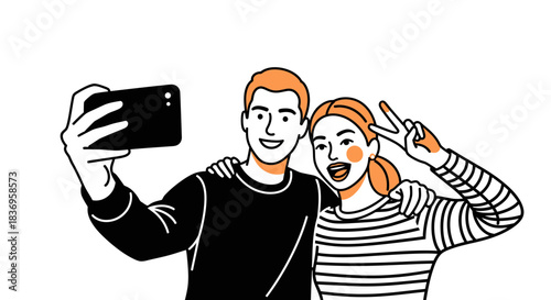Young couple taking a fun selfie together
