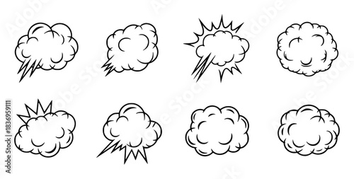 Collection of Comic Book Style Explosion and Smoke Cloud Icons