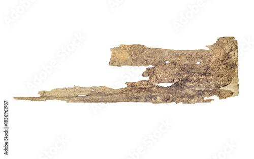 Cracked dry wood as a decorative design element. Old rotten piece of wood