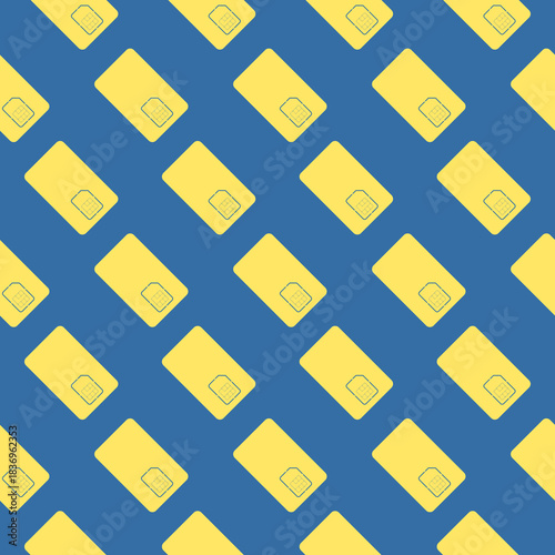 Sim card isolated seamless pattern isolated on color background