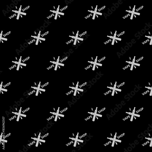 Vape e-cigarette seamless pattern isolated on black background