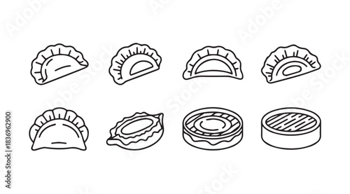 Hand drawn dumpling and dim sum icons collection delicious asian food sketches isolated elements vector