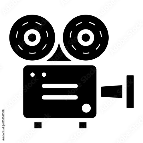 vintage movie projector glyph icon